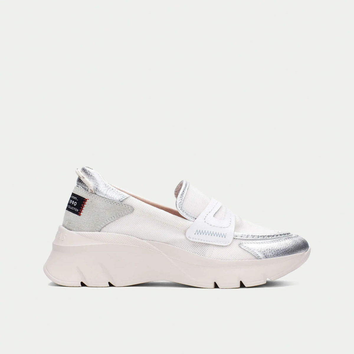 Hispanitas Luzia Sporty Loafer – Silver &amp; Mesh, Ultra Light - Leavys Shoes