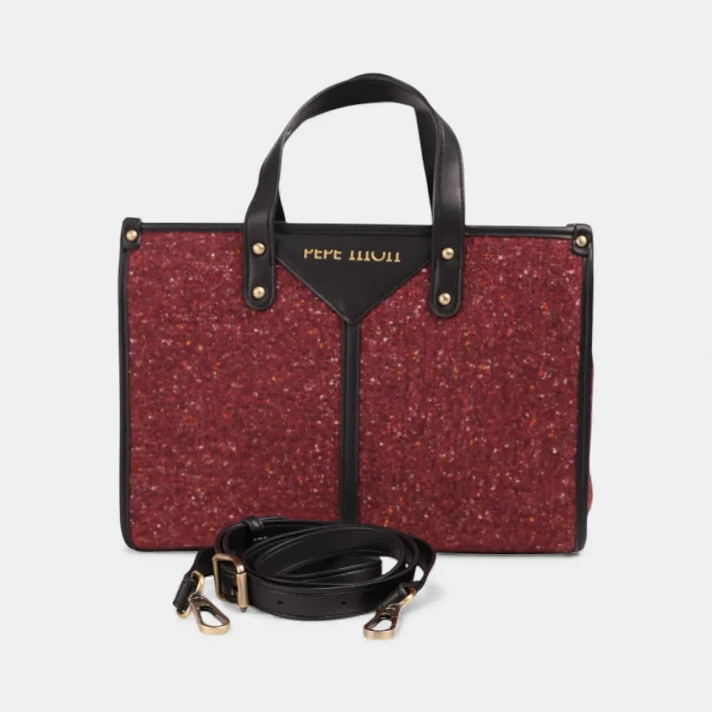 Pepe Moll Lili Structured Handbag – Cherry Tweed