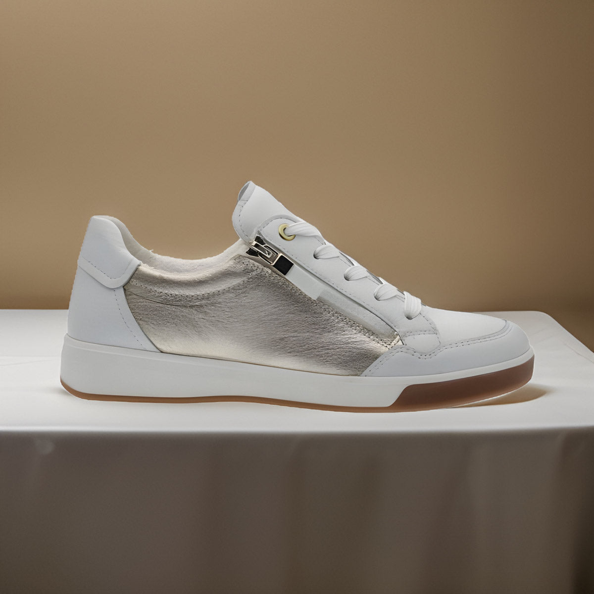 Ara White Suede Sneakers for Women with Terry Lining and Removable Insole