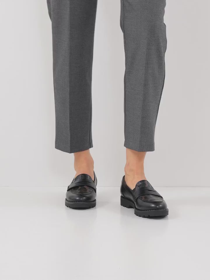 Tamaris Essentials Black Leopard Chunky Loafer