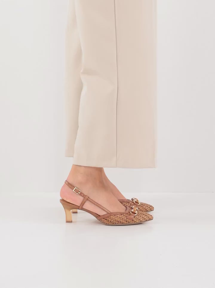 Tamaris Cognac Woven Slingback Heel 1-29634-44-305