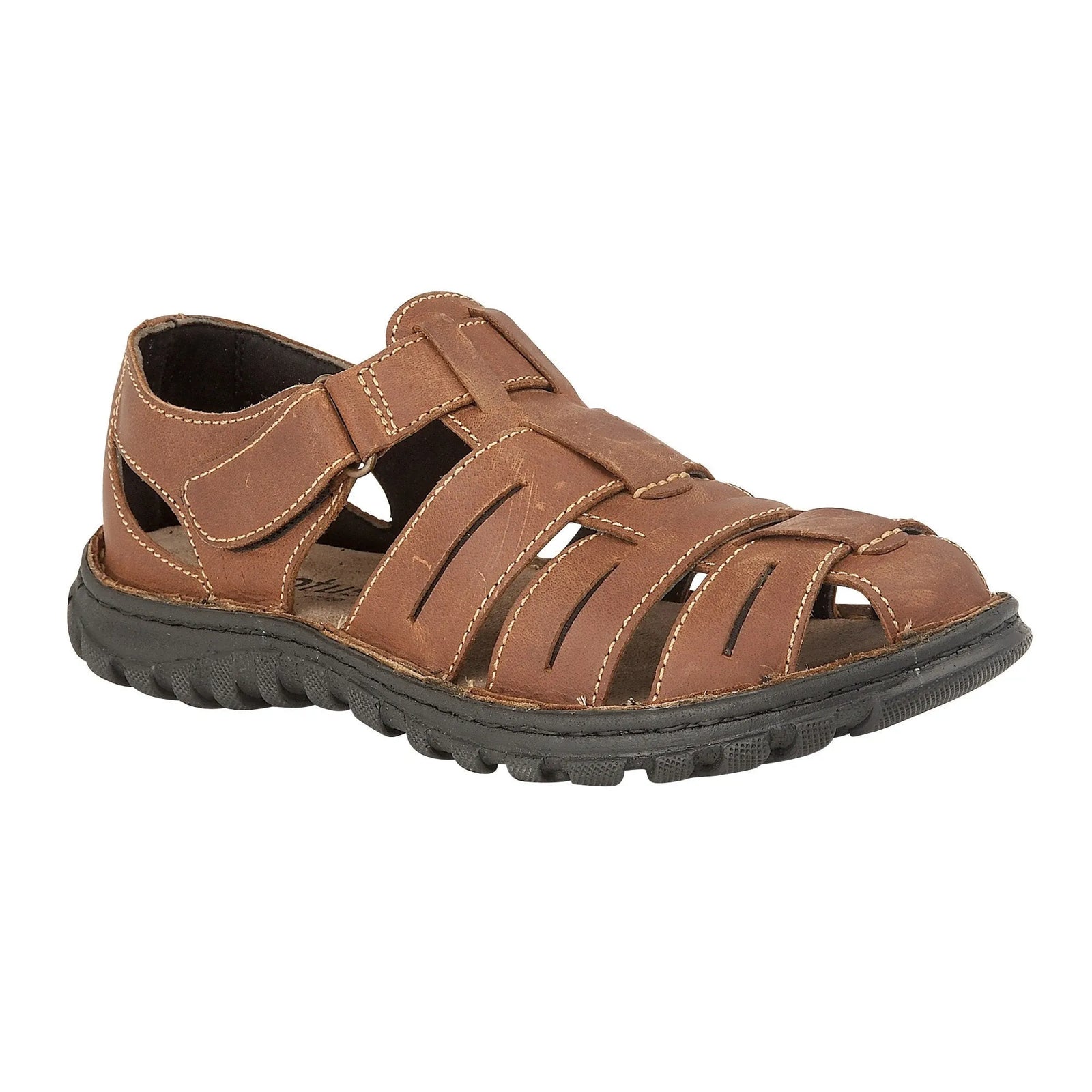 Lotus Men’s Tan Leather Fisherman Sandals with Cushioned Footbed