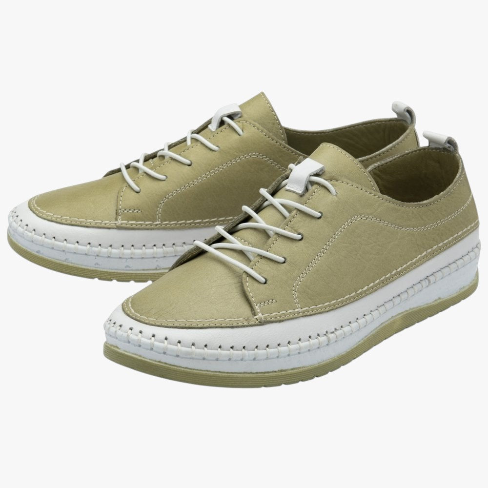 Lotus Sage Leather Casual Shoes with Contrast Stitching