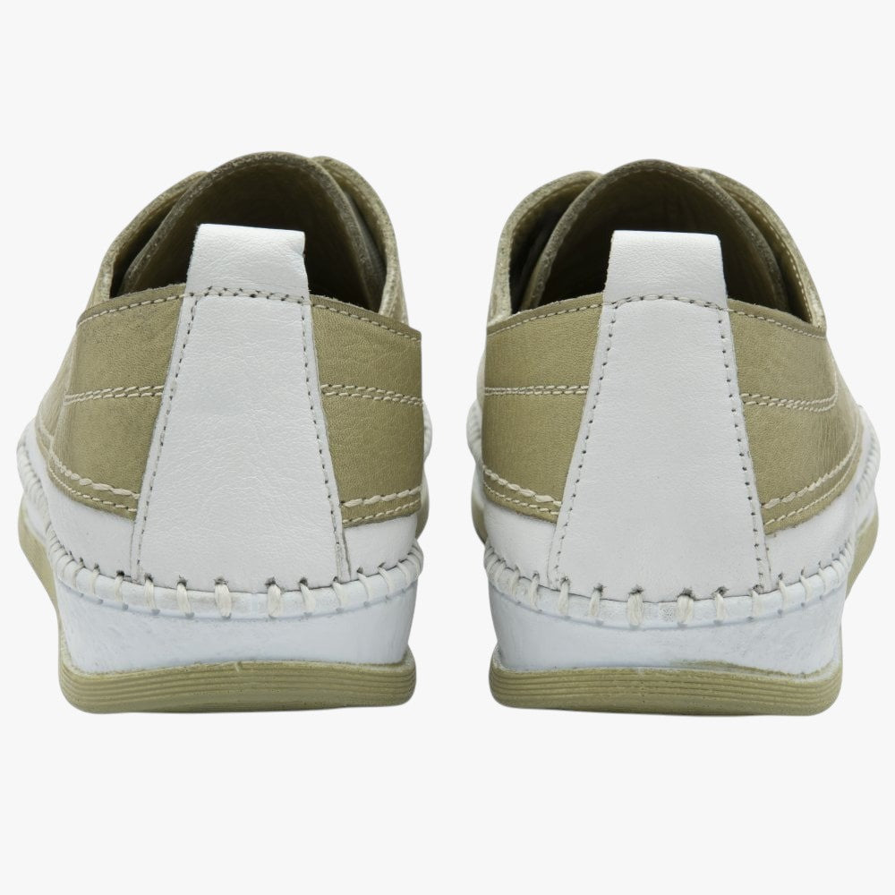 Lotus Sage Leather Casual Shoes with Contrast Stitching