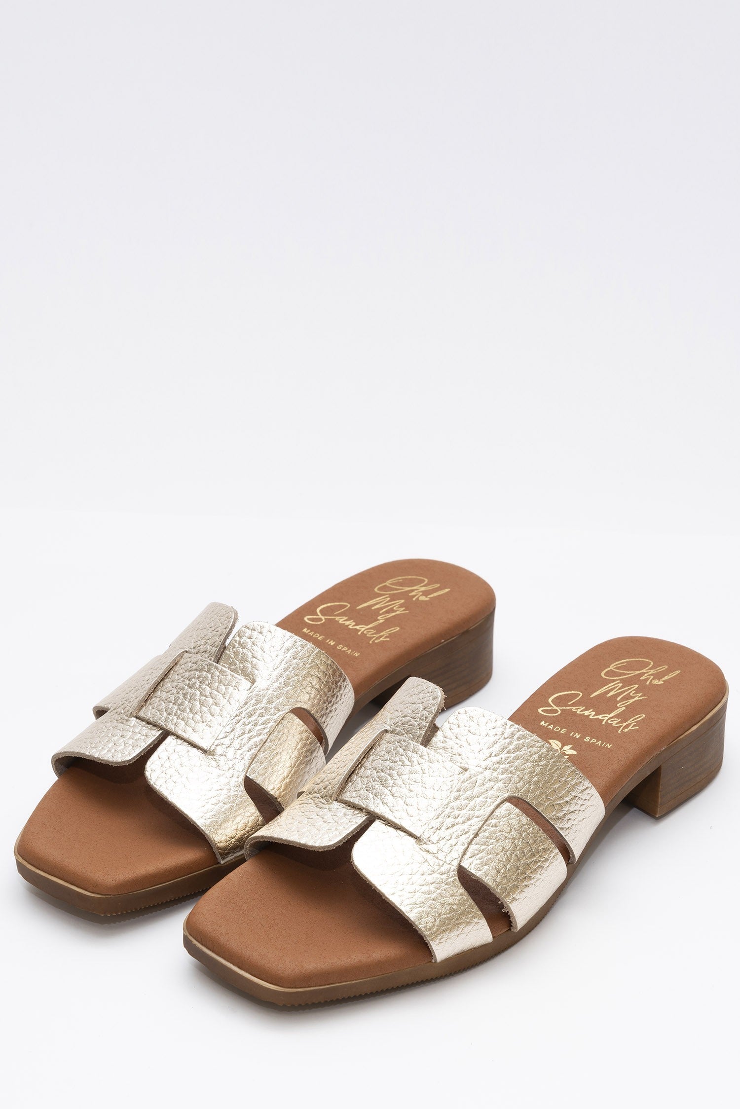 Oh My Sandals Champagne Leather Slip-On Sandal