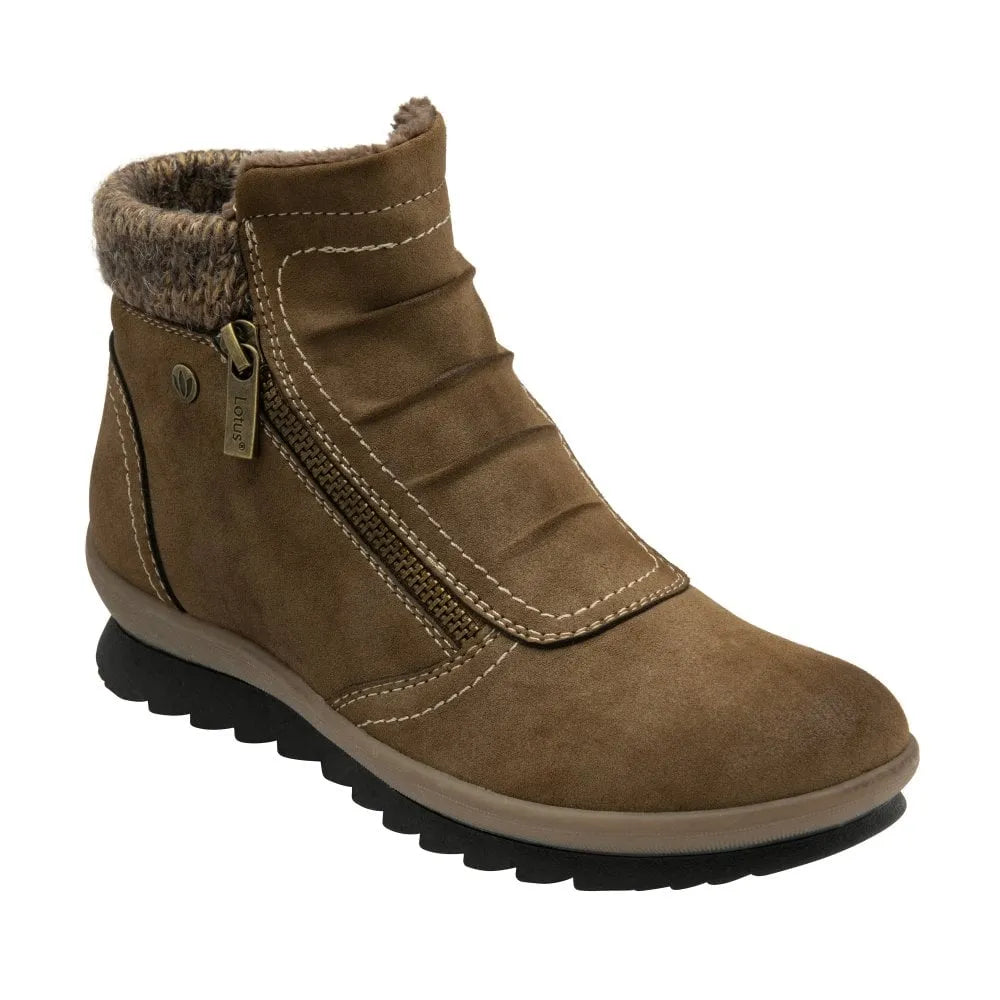 Lotus Ryder Taupe Ankle Boot – Wide Fit &amp; Casual Comfort - Leavys Shoes