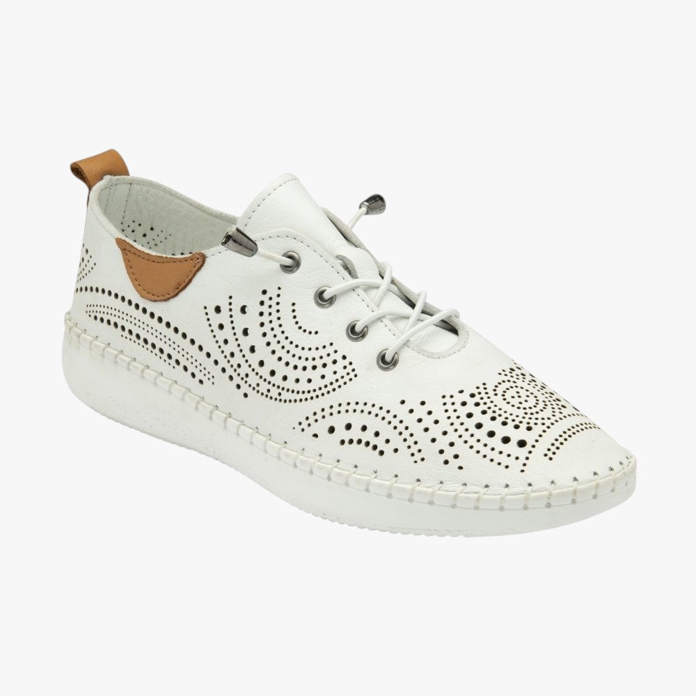 Tassia White Leather Lace-Up Shoes with Cut-Out Detail