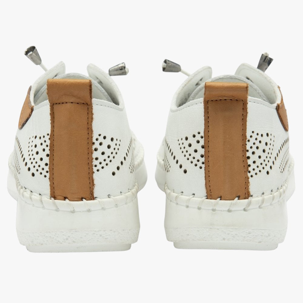Tassia White Leather Lace-Up Shoes with Cut-Out Detail