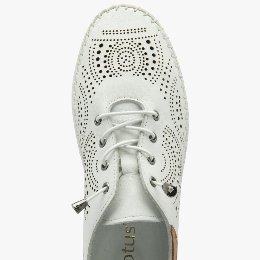 Tassia White Leather Lace-Up Shoes with Cut-Out Detail