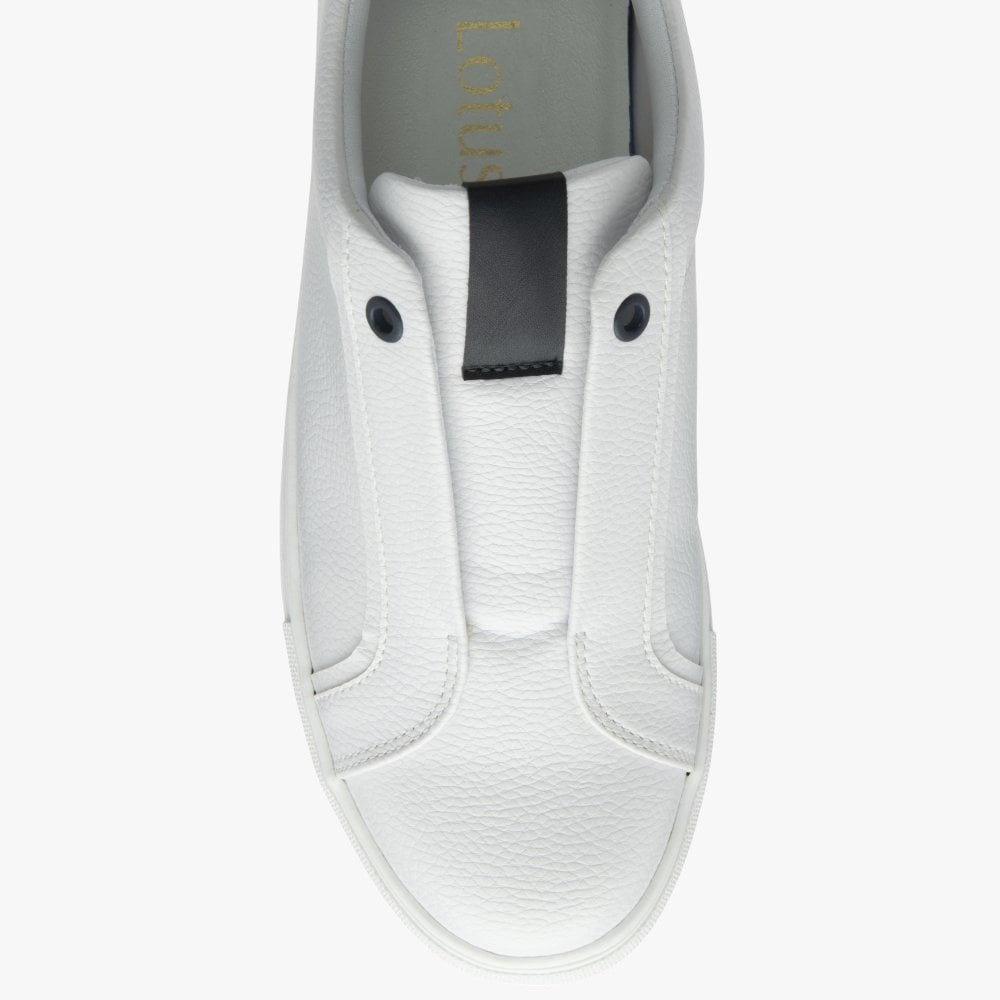 Lotus Leon White Slip-On Trainers for Women - Leavys Shoes