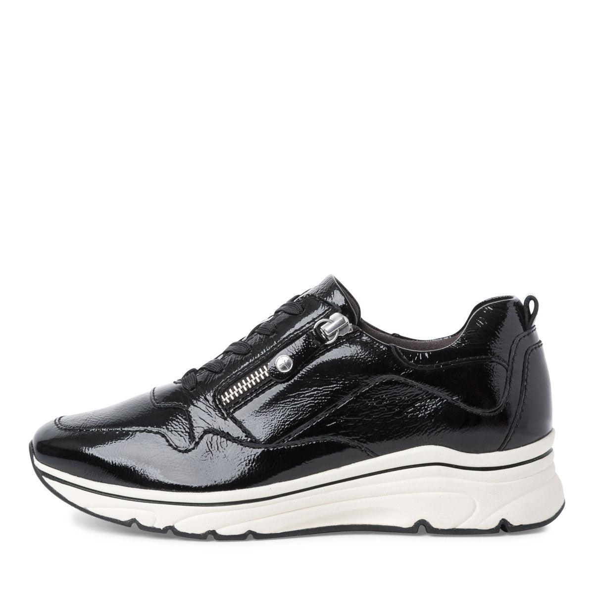 Runner High Lace-Up Shoes in Black Patent