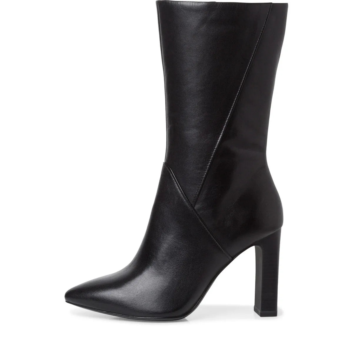 Tamaris Black Leather Heeled Calf Boots – Sophisticated &amp; Chic - Leavys Shoes