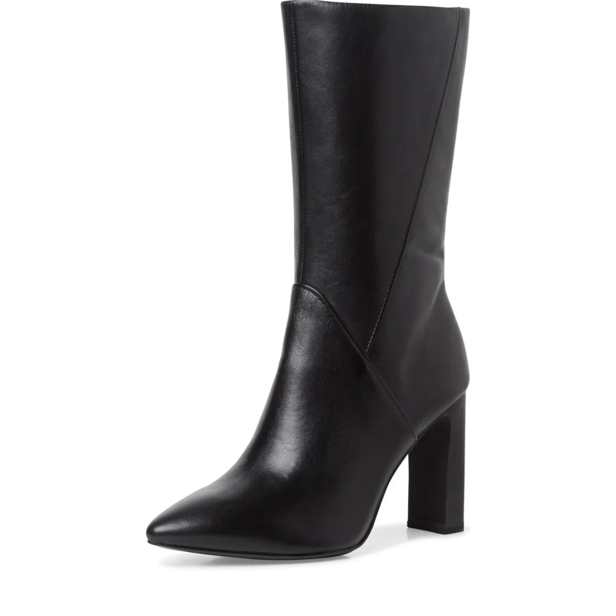 Tamaris Black Leather Heeled Calf Boots – Sophisticated & Chic - Leavys Shoes