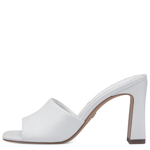 Trendy Heeled Sandal Mules with Open Toe in White