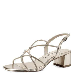 Simply Strappy Low Block Heel Gold Sandals