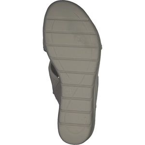 Grey Textile Summer Mule  Sandals with Wedge Heel