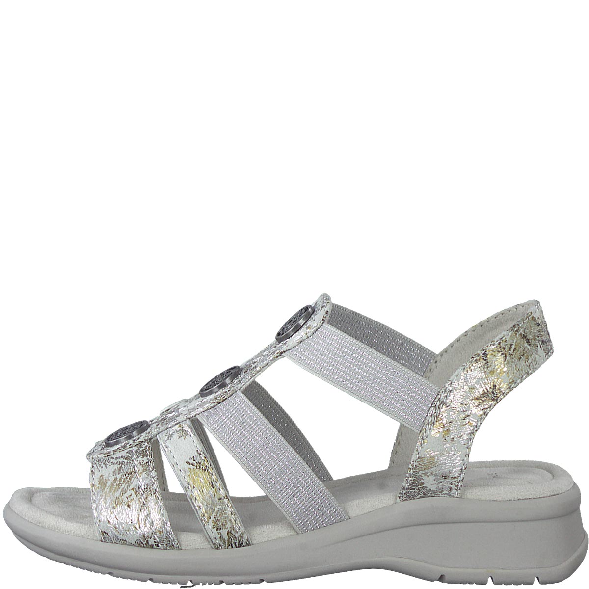 Grey Flower Design Low Sole Summer Sandals with Elasticated Straps