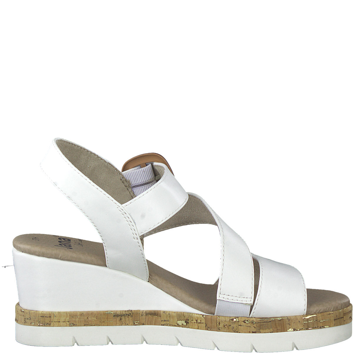 White Wedge Strappy Sandals with Cork Trim for Summer