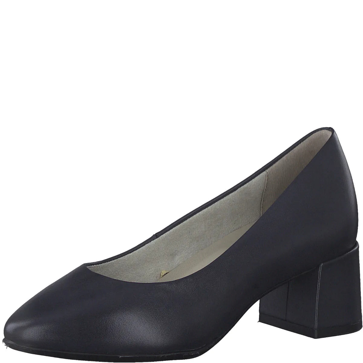Navy Pretty Pleased Block Heel Leather Pumps - Leavys Shoes