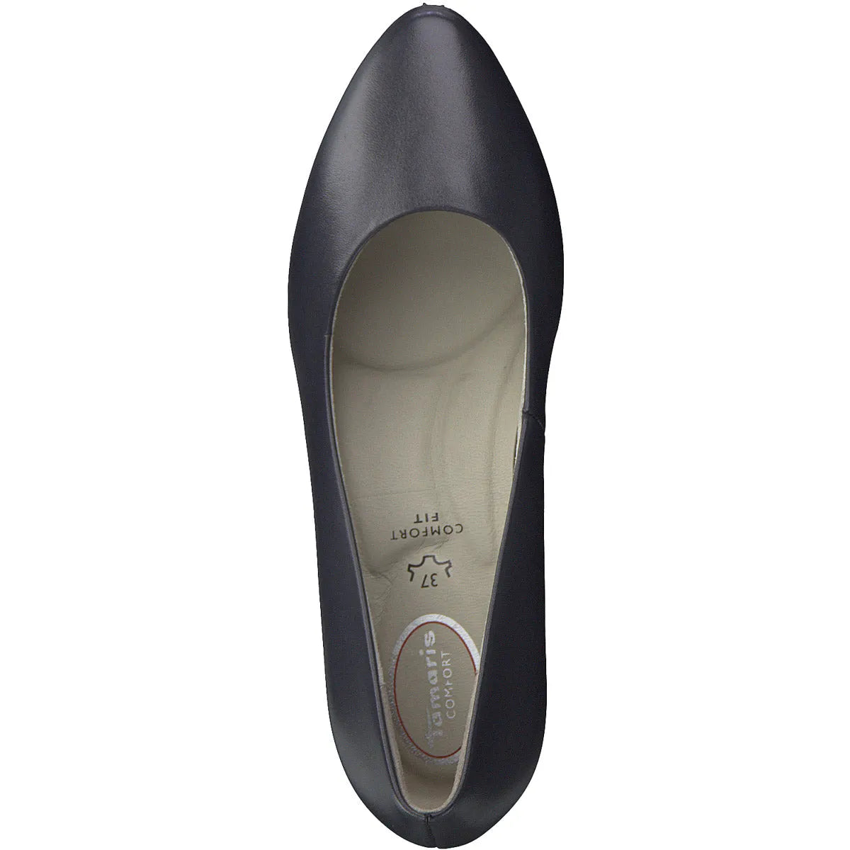 Navy Pretty Pleased Block Heel Leather Pumps - Leavys Shoes