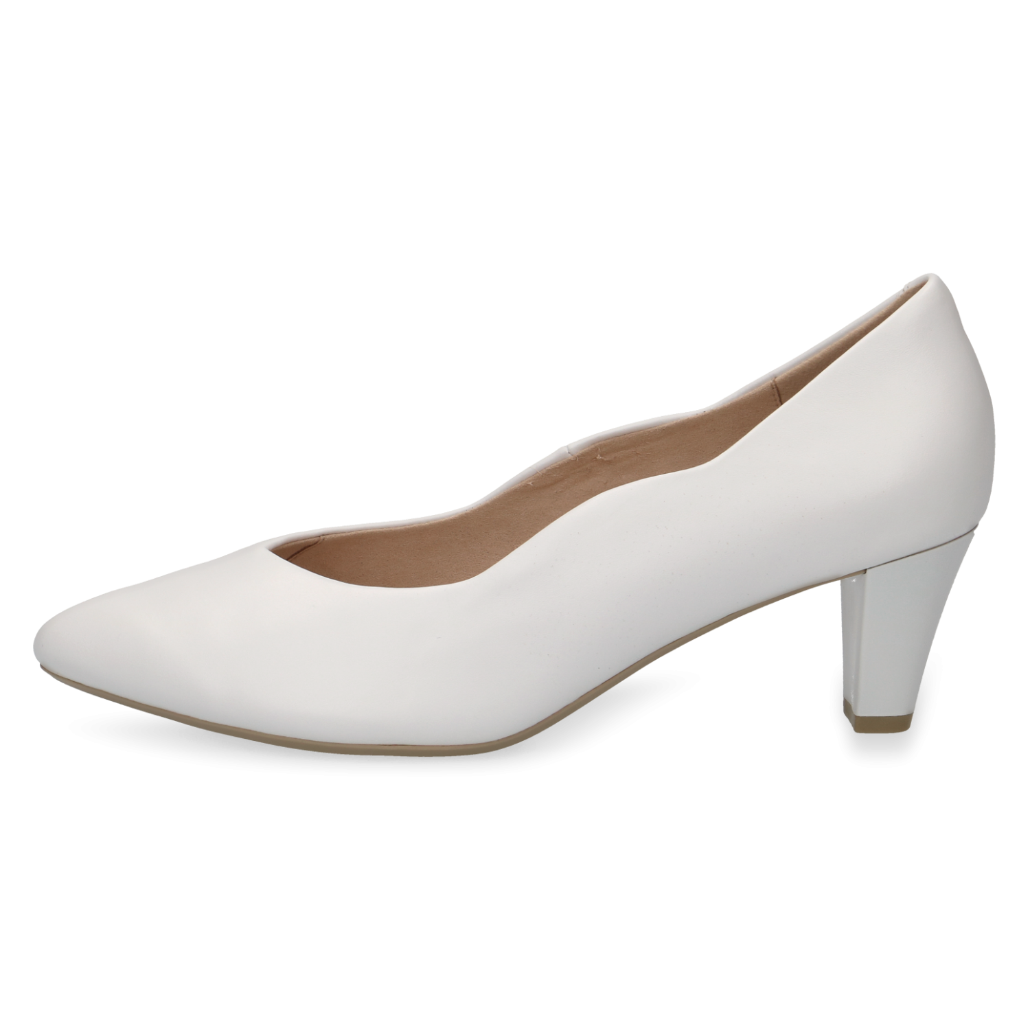 Caprice White Scalloped Stiletto Pumps – Chic & Comfortable