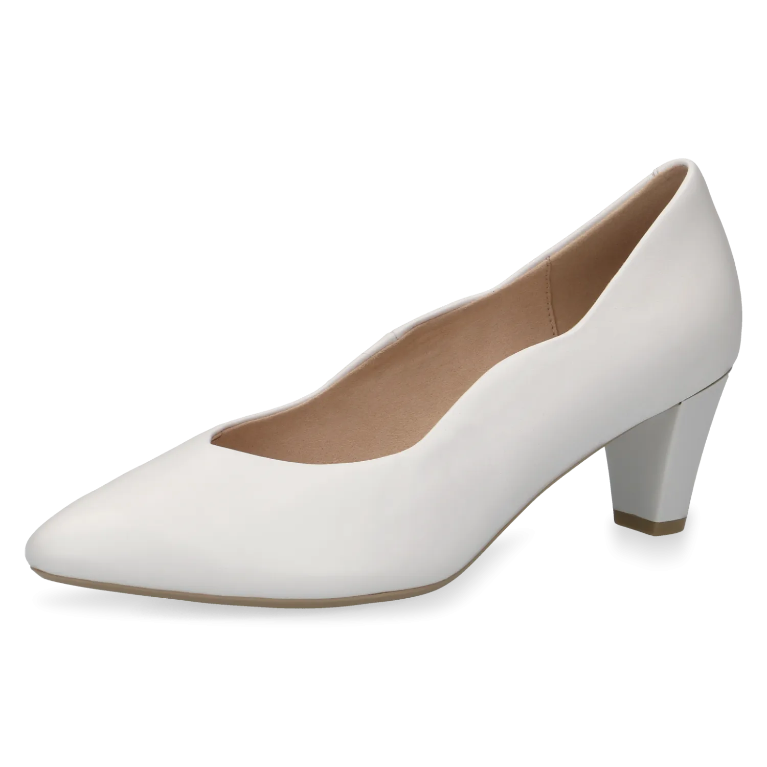 Caprice White Scalloped Stiletto Pumps – Chic & Comfortable - Leavys Shoes