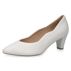 Two Feet Apart Scalloped White Pumps