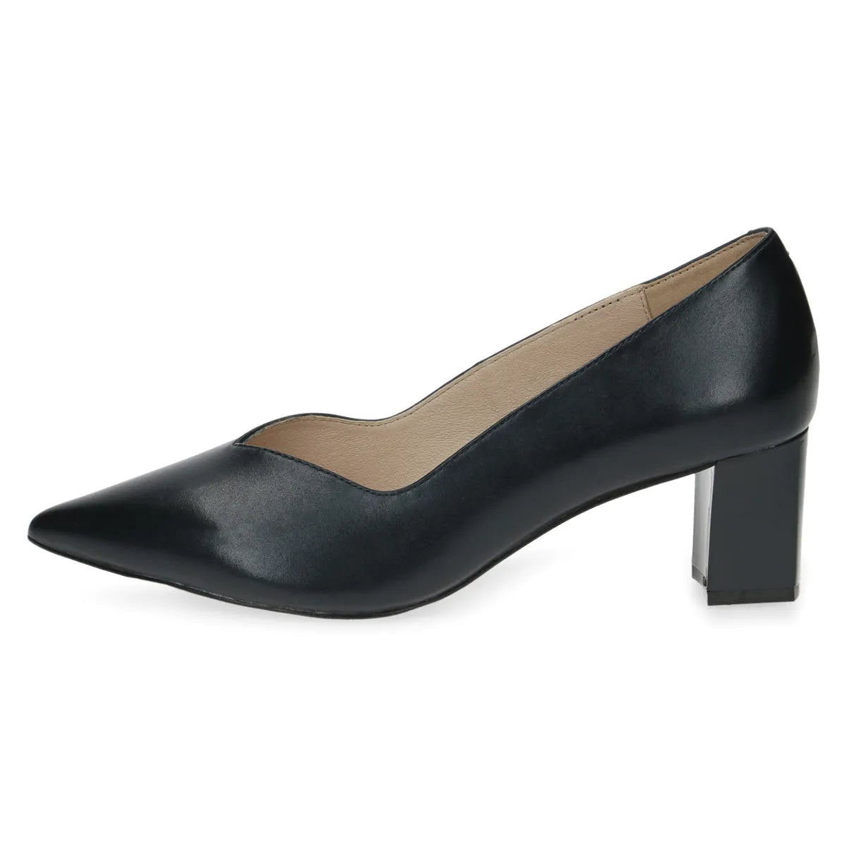 Navy leather block heel shoes Clearance