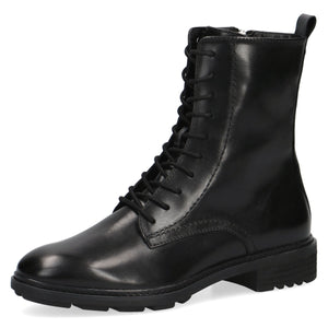 Angled view of the Caprice Black Leather Boots.