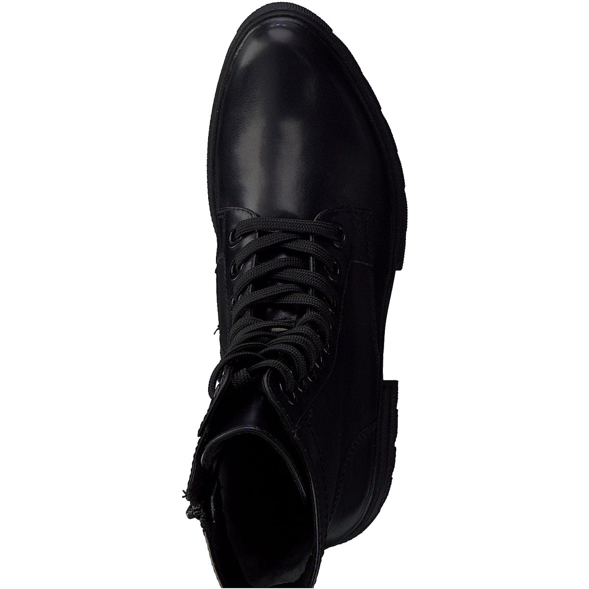 Black Lace-Up Combat Boots: Caprice - Stylish with Innovative Grip Technology