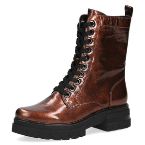 Angled view highlighting the stylish design of the Caprice Lace-Up Combat Boots.