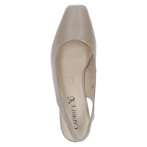 Beige Patent Low Heel Slingback