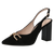 Angled view showing the block heel of the shoes.