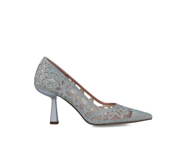MENBUR&#39;s Elysian Silver Mesh Heel with diamante detailing - main view.