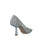 Back view of MENBUR's Elysian Silver Mesh Heel showcasing the unique thick heel design.