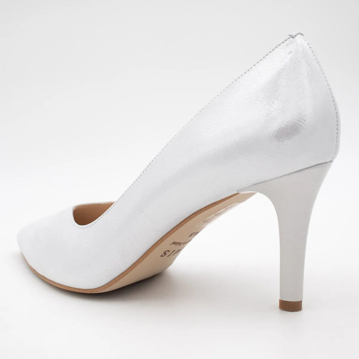 Emis Silver Metallic Leather Court Heels - Leavys Shoes