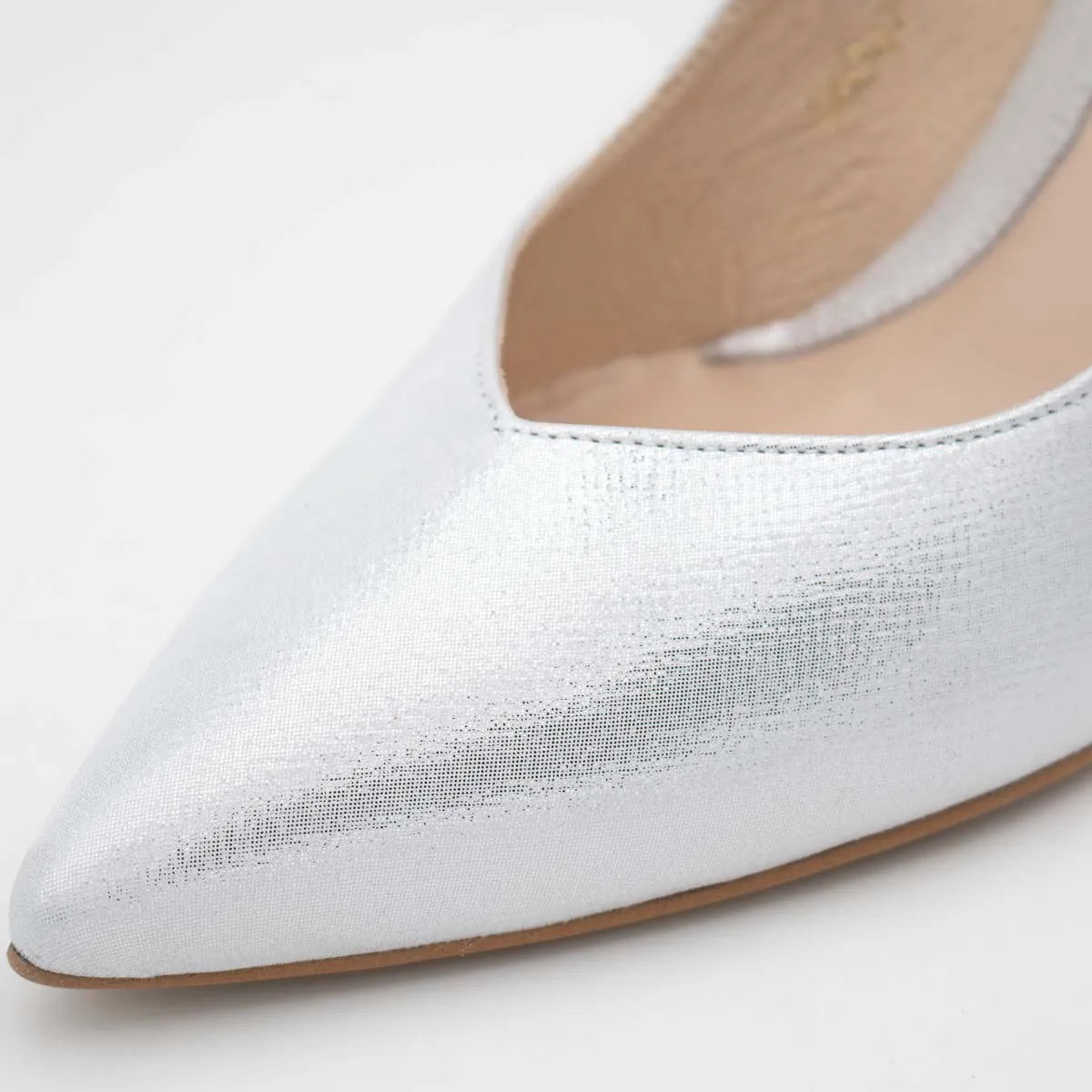 Emis Silver Metallic Leather Court Heels - Leavys Shoes