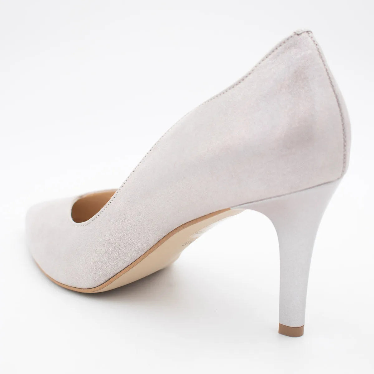 EMIS Silver Shimmer Leather Heel with Pointed Toe - Leavys Shoes