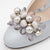 Classic Grey Heels with Glamorous Pearl Accents
