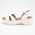 Chic and Comfy Low White Sandals with Ankle Strap