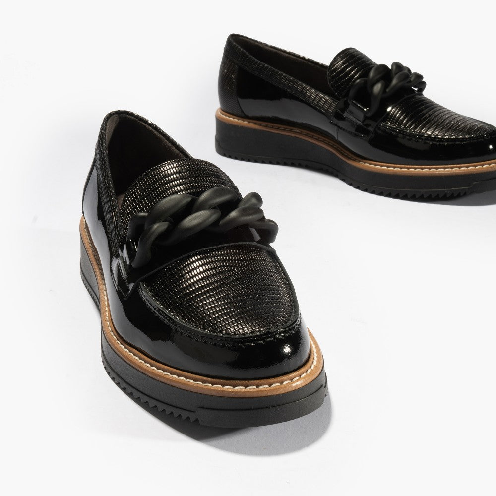 Totally Timeless Chain-Link Black Loafers