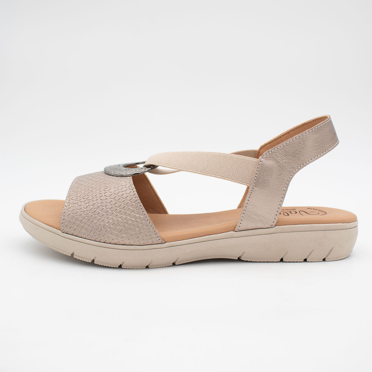 Stretchy Slip-On Summer Sandals in Taupe
