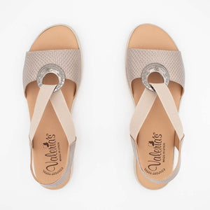 Stretchy Slip-On Summer Sandals in Taupe
