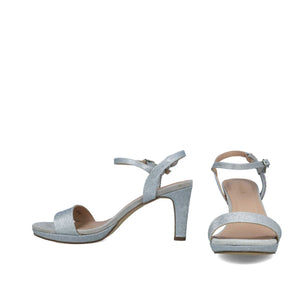 Sleek Silver Thick Heeled Sandals for Formal Events