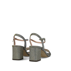 Sleek Deep Grey Block Heeled Sandals