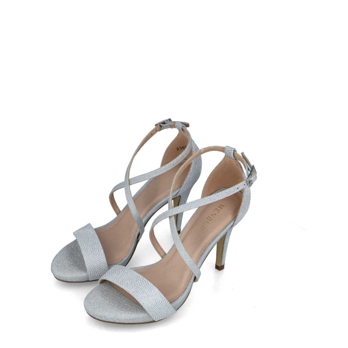 Front view of the Silver Strappy Evening Sandals.