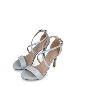 High angled view of a pair od the strappy sandals.