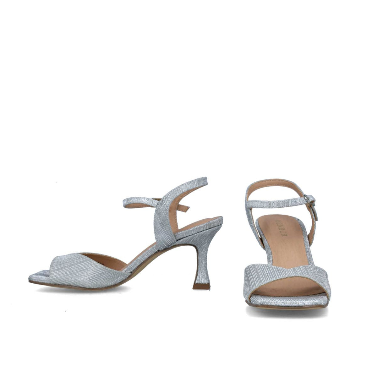 City Chic Mid Heel Square Toe Silver Sandals