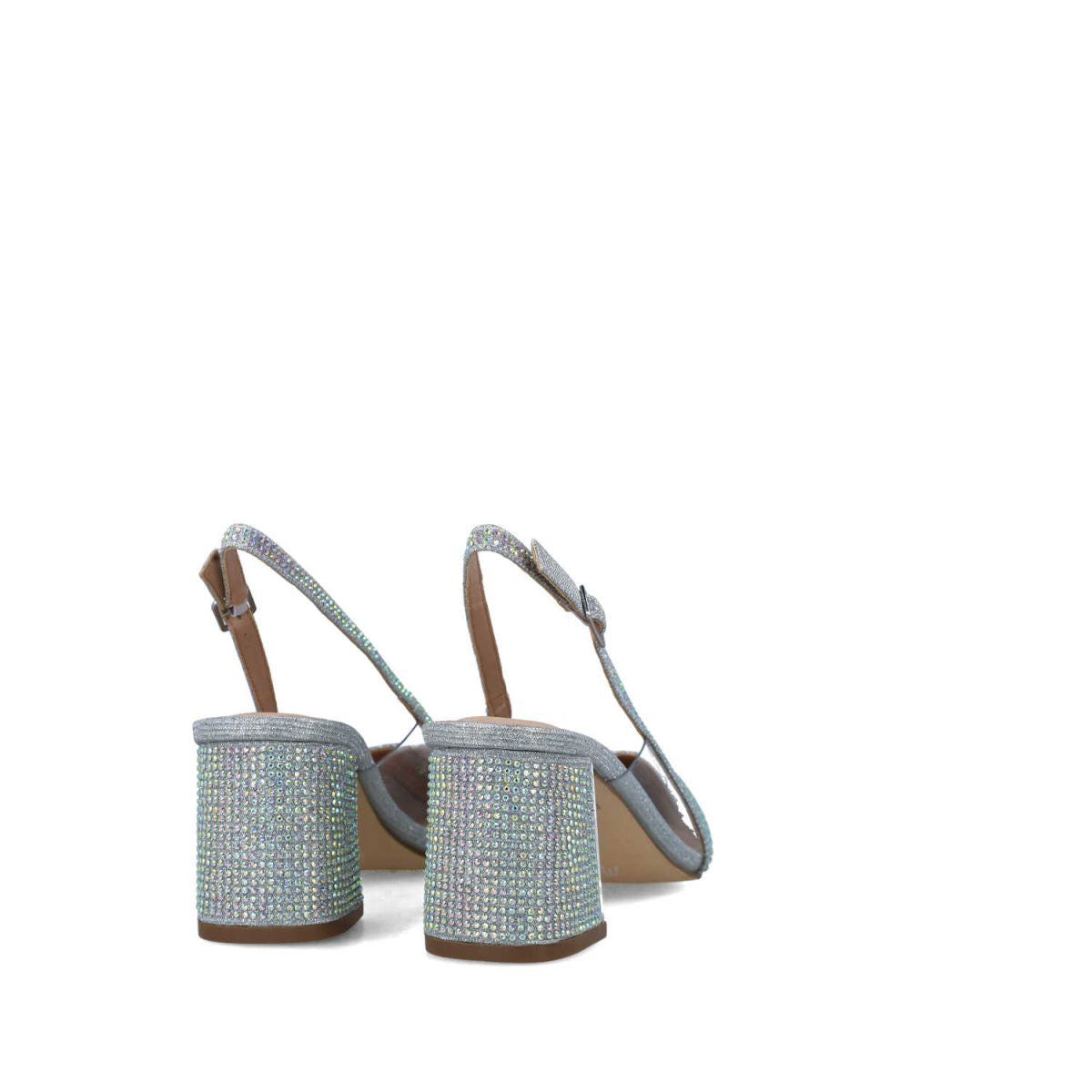 CORVUS - Glamorous Diamante-Embellished Silver Slingback Sandals