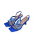 Angled perspective of a pair of Glamorous Gala Royal Blue Sandals, highlighting the gemstone detailing.